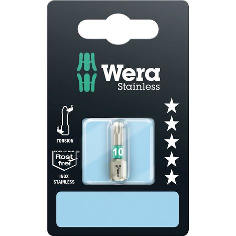 Wera, 3867/1 TS SB Inserti TORX, in acciaio inox, TX 10 x 25 mm (1/5)