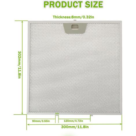 Compatible avec les filtres à graisse pour hottes de cuisine GE, WB02X24872 300x302x8mm, filtre en aluminium haute efficacité, kit de remplacement d'accessoires pour hottes de cuisine.