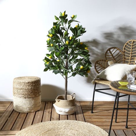 The Home Deco Factory – Plante verte artificielle citronnier 60cm – Feuillage vert et jaune – Décoration intérieure – Pour espaces lumineux (1/5)