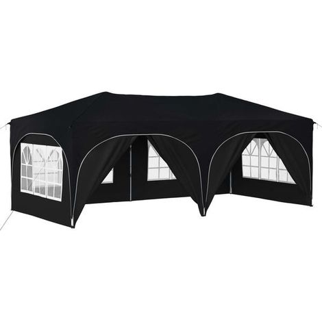 Tente de réception portable, dimensions : 575 x 288 x 245 cm, toile Oxford gris anthracite. (1/5)