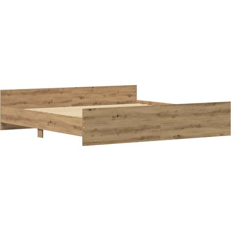 Bed Frame Artisan oak 200 x 200 cm Engineered wood vidaXL (1/5)