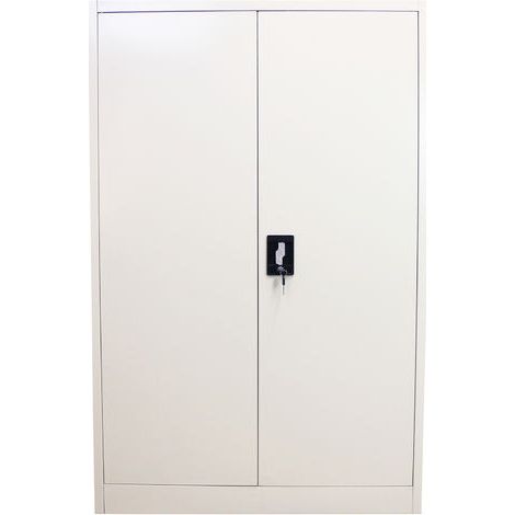 Armario Metálico de Oficina Interior Archivero Fichero Archivador Casillero Gabinete Cajonera Taquilla Mueble Almacenamiento Almacenar Documentos con 2 Puertas,llaves+3 Estantes Ajustables 140x90x40cm (1/5)