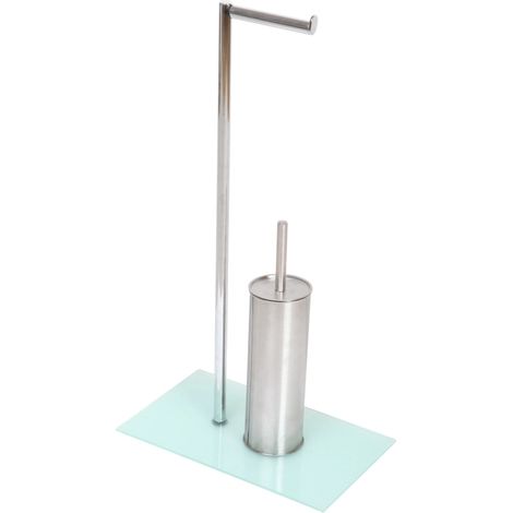 colonnina portarotolo bagno con portascopino in vetro