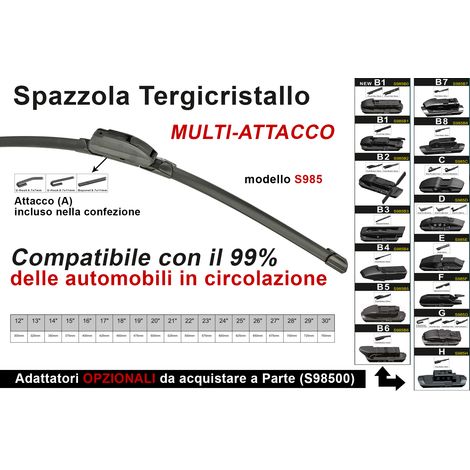 Spazzola Tergicristallo Auto Universale S985 30'' 750mm 16 Attacchi Opzionale (1/3)