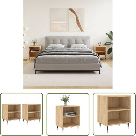 The Living Store Nachttische 2 Stk. Sonoma-Eiche 40x30x50 cm Holzwerkstoff - Nachttisch - Wohnzimmer Dekoration - Holzwerkstoff Möbel - Eiche Möbel - Kommoden (1/5)