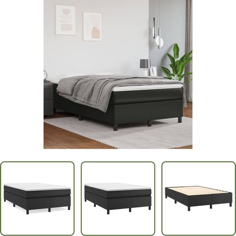 vidaXL Kunstlederbett - Boxspringbett mit Matratze Schwarz 120x200 cm Kunstleder (1/5)
