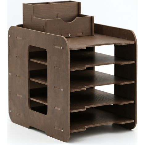 Porte-documents de bureau multicouche noyer niveauxporte-documents