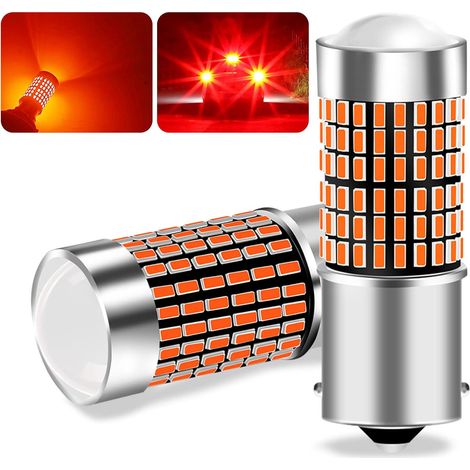 2Pcs ampoule led voiture sans erreur,ba15s p21w led ampoule led feu stop ampoule rouge 12-24V 23W super brillante pour feux de brouillard arrière et feux de position arrière (1/5)
