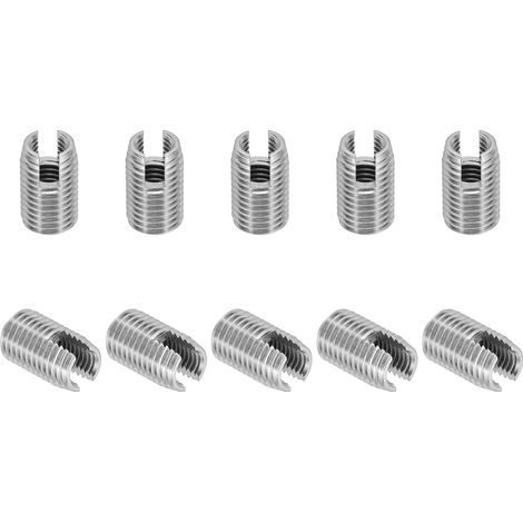 Insert Fileté Auto-Taraudeurs, 10 Pcs M8 x M12 x 20mm Acier Inoxydable 303 Filetage Adaptateur Réducteur Vis à Fente Inserts de Réparation Écrous Manchon