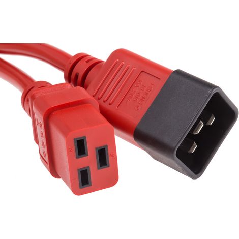Câble d'alimentation, Rouge, Connecteur C19, CEI vers C20, CEI, 3m ( Prix pour 1 )