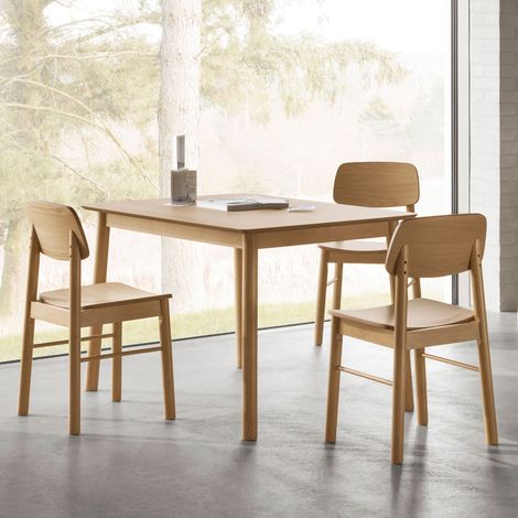 Lot de 2 chaises 44x47x80cm effet chêne et bois d'hévéa - HOKAÏ (1/5)