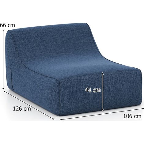 Sillón hinchable en forma de L 126 x 106 x 66 cm soporte ergonómico fácil de guardar estilo contemporáneo poliéster azul 200017633