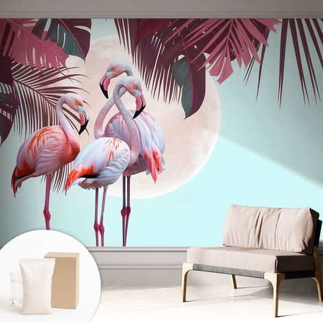 Tapete Vliestapete mit Kleber für Wohnzimmer Schlafzimmer Küche - Wanddekoration Exotische Vögel 312x219 cm (1/5)