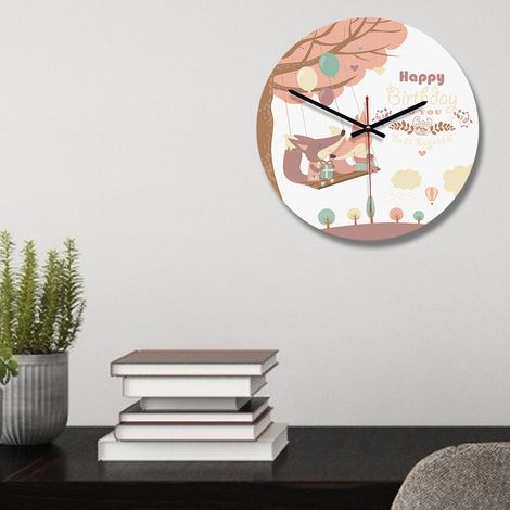 Horloge murale nordique rétro animaux design moderne métal ronde pendule salon cuisine 30cm (1/4)