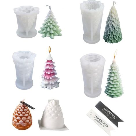 Silikonformen Gießformen Weihnachten, 5 Stück kerzenformen zum gießen mit 20 Etiketten, Kerzen Formen Silikon, Kerzenform, Kerzen Gießen Set für Kerzenherstellung Handwerk Ornamente