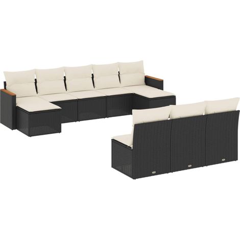 Maison Exclusive - Set de sofás de jardín 10 pzas cojines ratán s