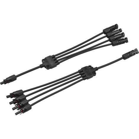 Connecteurs solaires en Y, adaptateur de câble parallèle, connecteur de câble solaire à 4 voies, autobloquant, étanche IP67, connecteur d'extension mâle/femelle pour panneau PV, calibre 12 AWG (1/5)