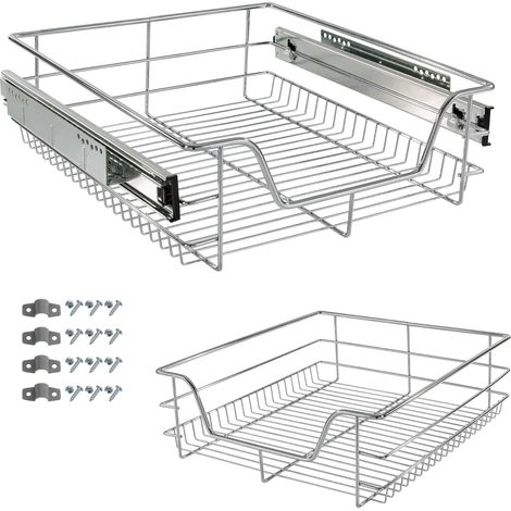 Arebos – Tiroir télescopique 50 cm – Capacité de charge 20 kg – Rail amortissant pour traction silencieuse – Pour cuisine et rangement