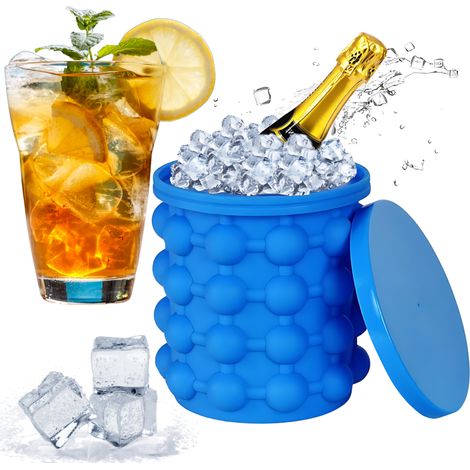 Cubitera, recipiente para cubitos de hielo, molde para cubitos de hielo, nevera portátil XXL 2 en 1 (1/5)