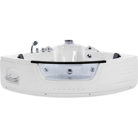 Corner Hot Tub with LED MARTINICA 2140 x 1550 mm White