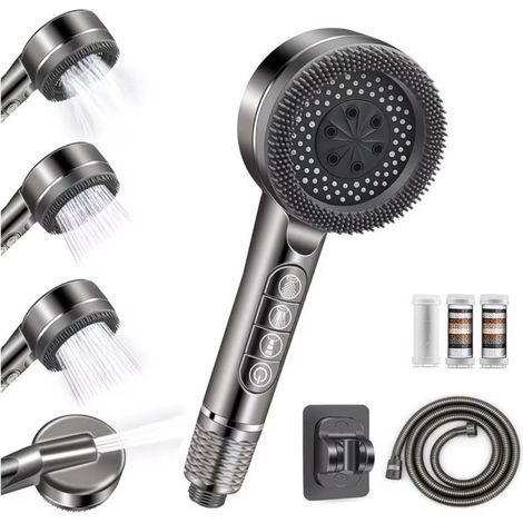 15 Stage Filter Handheld High Pressure Shower Head, 3+1 Jet Massage Modes Chlorine Removal Shower with 1.5m Flexible Hose (1/5)