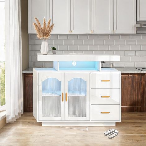 Buffet coloris blanc en bois 100 x 35 x 80 cm (1/5)