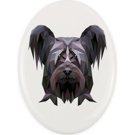 Skye Terrier - piastrella geometrica con foto e iscrizione di Art-Dog (1/4)