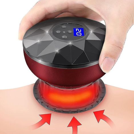 Elektrisches Schröpfset, Vakuum-Schröpfmassagegerät, intelligentes elektrisches Schröpftherapie-Set mit Rotlicht, USB-aufladbar (rot) (1/5)