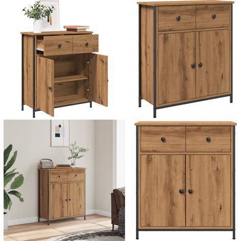 vidaXL Buffet chêne artisanal 70x30x80 cm bois d'ingénierie (1/5)