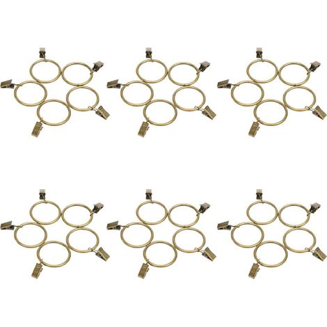 Set of 30 Bronze Curtain Rings, Inner Diameter 35mm, with Sturdy Decorative Metal Curtain Clips/Hooks, Including Washers for Bathroom Curtains (1/5)