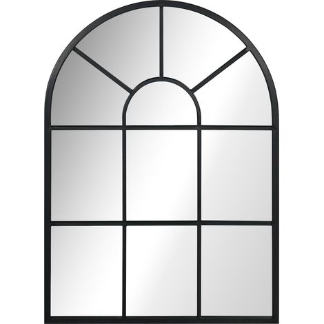 Miroir mural décoratif 70 x 50 cm avec cadre métal noir pour salon et chambre (1/5)
