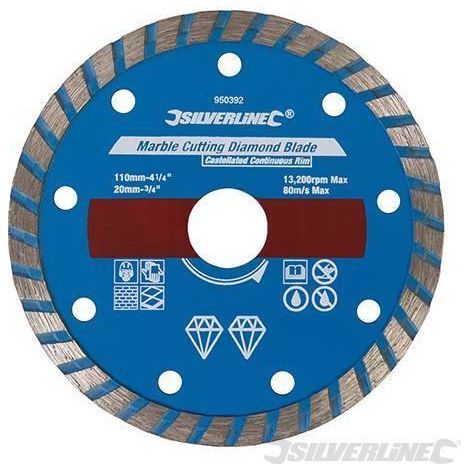 Lama diamantata per marmo e ardesia ideale per sega circolare Silverline