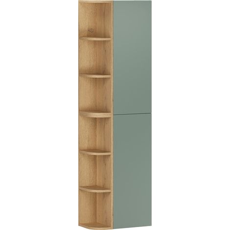 Columna mural Oria con nichos redondeados Verde mate (1/4)