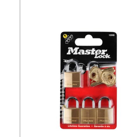 MASTER LOCK Kleine Vorhängeschlosser Set [Schlüssel] [4er-Pack] [Familienpackung] [Gleichschliessend] 120EURQNOP - Ideal für Rucksäcke, Gepäck, Computertaschen und mehr