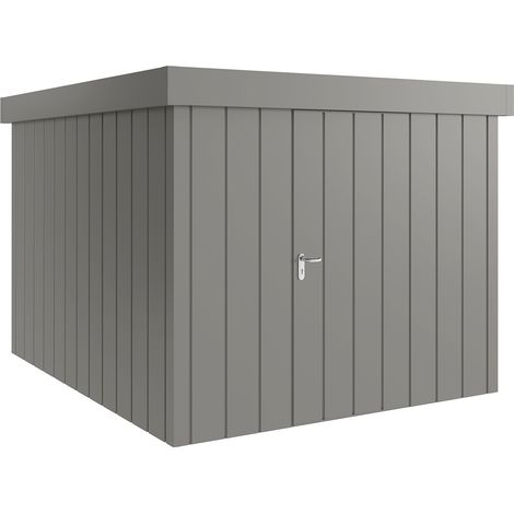 Hörmann Metall-Gerätehaus "Juno" mit Flachdach, JFD11 - Modern Europapromotion, 262 x 310 cm (B x T), graualuminium, 1-flüglige Tür, Anschlag rechts (1/5)