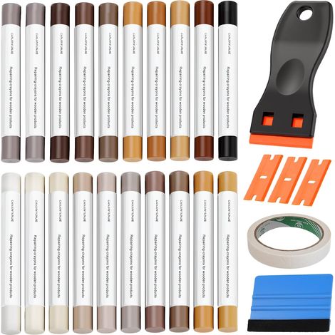 Kit Reparation Carrelage 20 Couleurs Kit Reparation Parquet avec Grattoir Kit Réparation Parquet Stratifié Coloré pour Stratifié Bois PVC Carrelage Meubles (1/5)