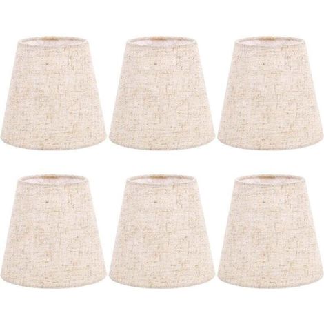 Abat-Jour Clip sur Ampoule Lot de 6 pour Ampoules CandéLabres, en Tissu Baril Applique Murale Lustre Table (1/4)