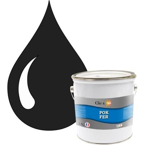 Peinture - POK - Antirouille Glycérophtalique - 2,5L - Noir - Brillant - Métaux Ferreux (1/4)
