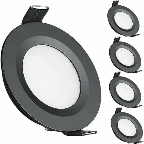 4 x 12V LED-Einbaustrahler, 58–65 mm Einbauöffnung, 3W, 3200K, Deckeneinbauleuchten für Wohnmobil, Boot, Wohnwagen, Transporter, Yacht, Warmweiß (Schwarz) – LIAIKI