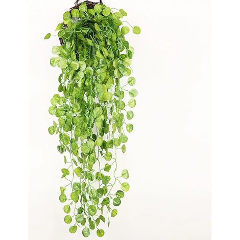 Plante verte artificielle de lierre, feuilles de rotin suspendues, décor mural de jardin extérieur de maison, 90cm 2pcs (1/5)