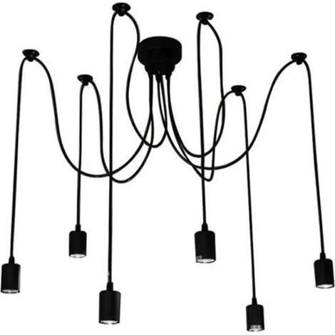 Lustre Araignee Plafonnier E27 Vintage Industriel Abat-Jour Suspension Noir Forme DIY - Ajustable Longueur (1/4)