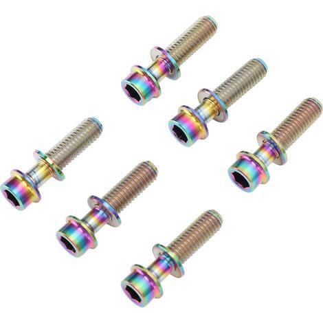 Lot de 6 vis de potence de vélo en alliage de titane M5x20 mm avec rondelles, pour VTT et vélos de route, coloris variés. (1/5)
