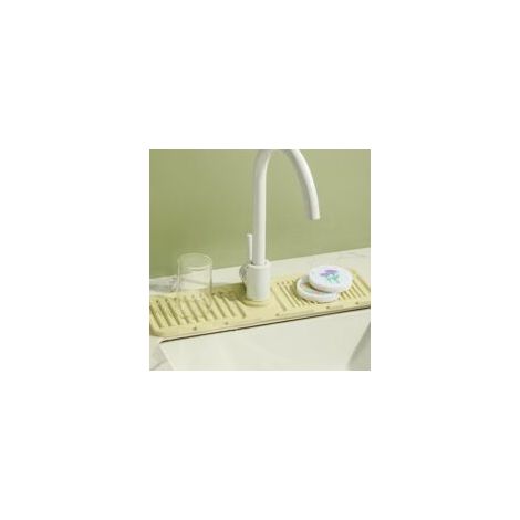 Tapis de Robinet pour évier de Cuisine, Protection Anti-éclaboussures, Tapis de Séchage en Silicone, Plateau d'évier en Pierre à Séchage Rapide, Tapis de Robinet D'évier (Beige, 1 pièces)