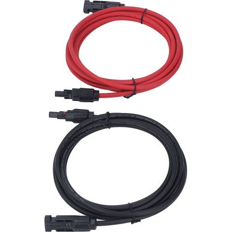 12AWG 4mm² Solarmodul-Verlängerungskabel, schwarz und rot, mit Stecker und Buchse, 1000V DC, 3m / 9,8ft (1/5)