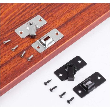 Loquet de porte en acier inoxydable, petit loquet à 90 degrés, noir, 2 pièces