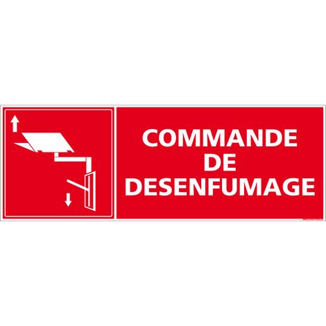 Panneau Commande de Désenfumage Incendie. Signalisation Incendie. - Aluminium 2 mm - 700 x 250 mm