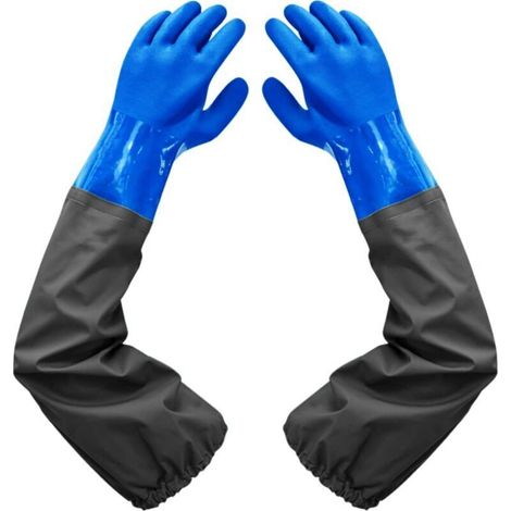 Wasserdichte Gummihandschuhe, 66 cm, beflocktes Futter, elastische Bündchen – Reinigung, Chemikalien, Landwirtschaft (1/4)