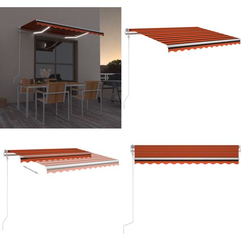 Automatische Markise mit LED Windsensor 350x250 cm Orange/Braun - Außenmarkise - Gartensonnenschirm - Terrassenüberdachung - Windsensor - LED Beleuchtung - Home & Living (1/5)