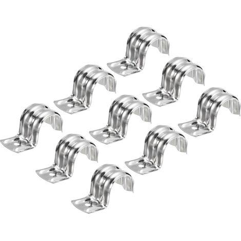 50pcs 20mm Attache Fixer Grillage Rigide Traille Tube Collier Serrage Clip Fixation pour Tuyau Un Trou Sangles R Forme Support Inox Acier (1/5)