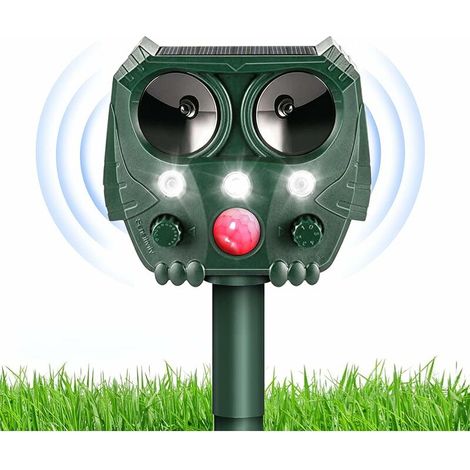 Répulsive Chat Solaire Ultrason et Flash Anti Chats pour Chats, Chiens, Oiseaux,écureuils, Taupes, Rats, Gardez Votre Jardin à l'abri du Harcèlement Animal, (1/5)